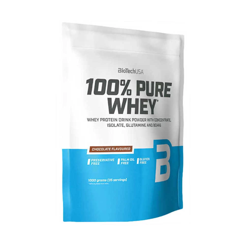 BioTechUSA 100% Pure Whey 1000g zak - Hoogwaardig eiwitpoeder met wei-isolaat en concentraat voor spieropbouw en herstel